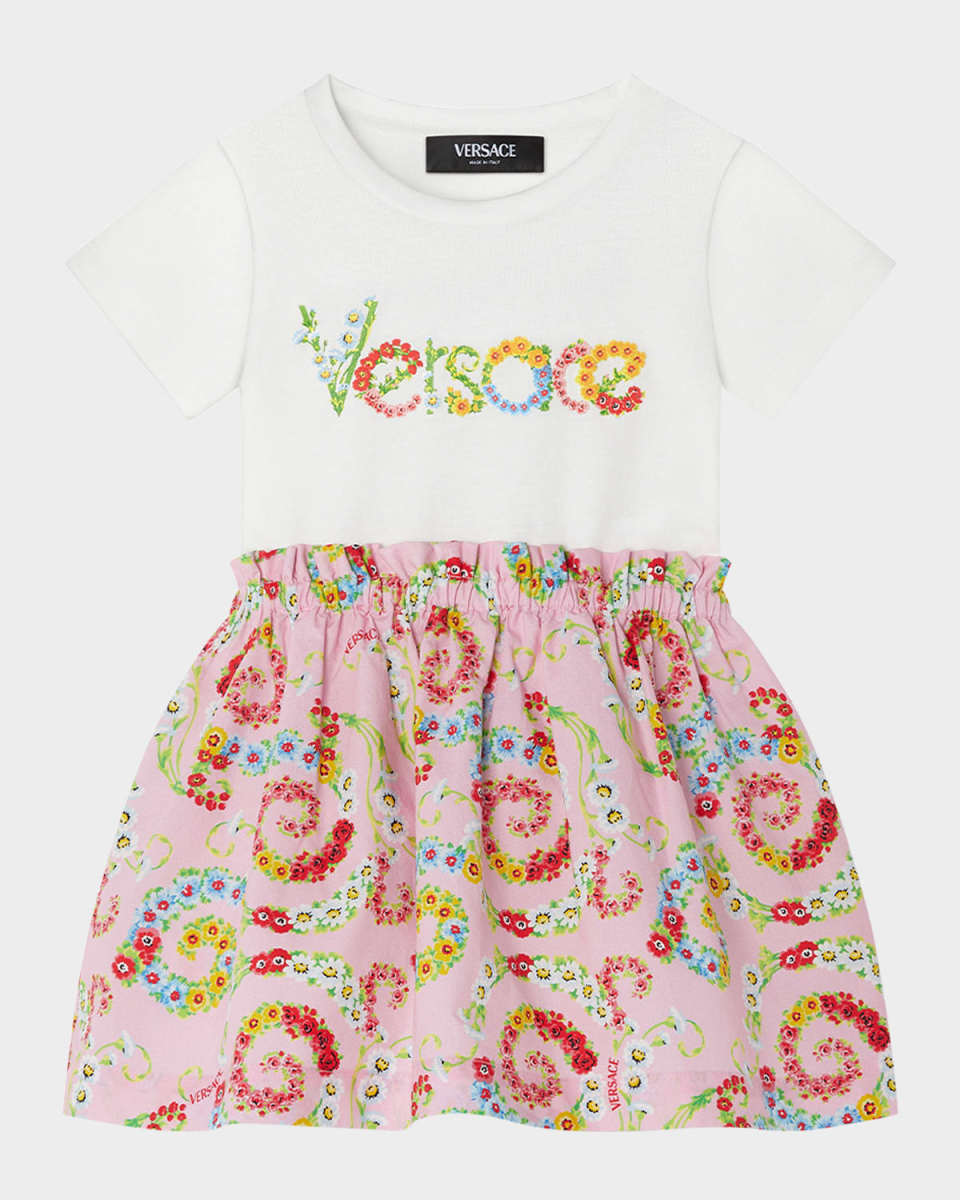 Girl's Combo Logo-Print Jersey Dress, Size 12M-4